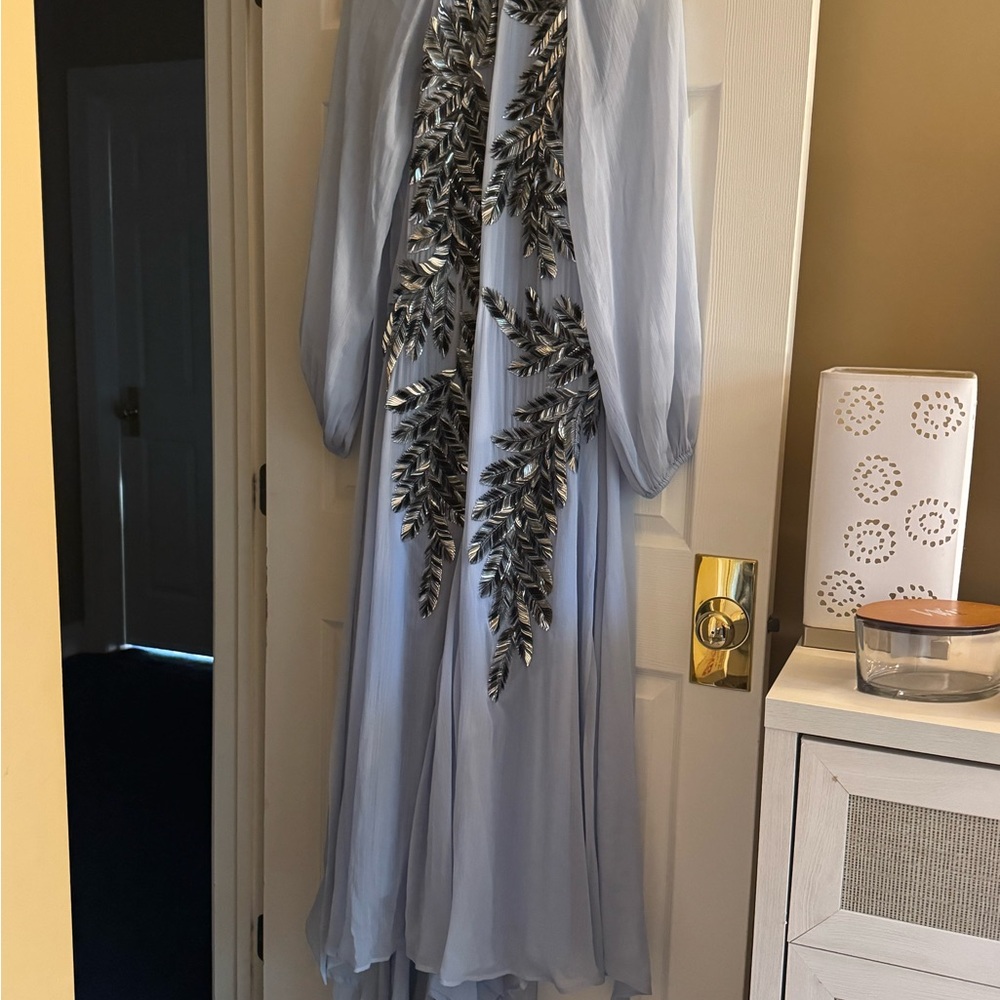 Karen Millen Sky Blue Dress with Metallic Accents
